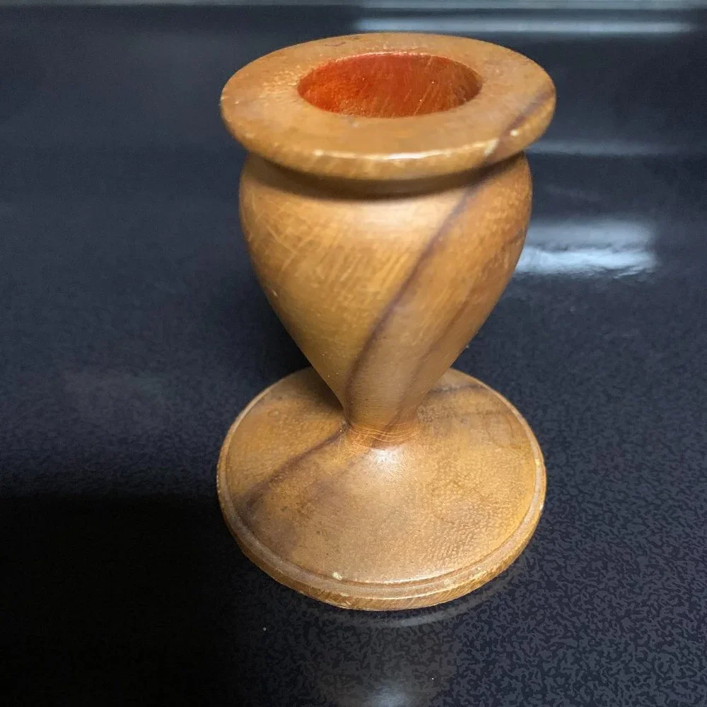 Olive wood candlestick